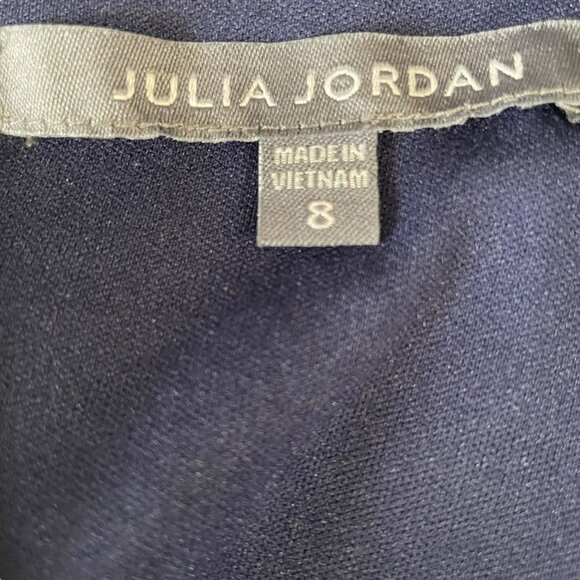 Julia Jordan Navy Glitter Wrap Dress Sz 8 Long Sleeve Sparkle Bodycon Cocktail - Picture 2 of 12